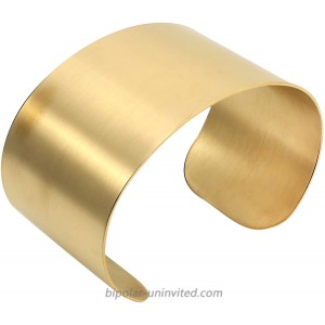 COUYA Gold Plated Wide Matt Cuff Bangle Bracelets for Women Blank Satin Bracelet Wristband Adjustable Size
