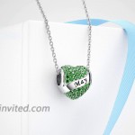 DALARAN May Birthstone Charms Sterling Silver Happy Birthday Heart Bead Charm for Pandora Bracelet with Box