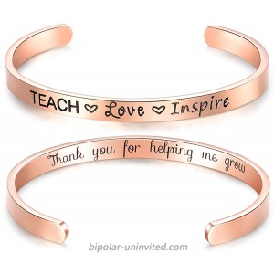 EPIRORA Teacher Appreciation Gifts Bracelet for Women- Graduation End of Year Teacher Gift Cuff Bangle | Grad Inspirational Jewelry Thank You Gifts for Teachers