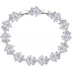 EVER FAITH Silver-Tone Full Cubic Zirconia December Birthstone Leaf Bridal Roman Tennis Bracelet Clear