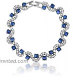 Feraco Blue Tennis Cubic Zirconia Bracelet for Mom Daughter Womens Classic 14K Plated Sapphire Bangle Crystal Jewelry Gifts