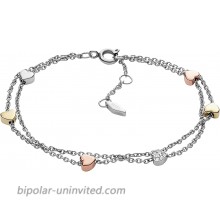 Fossil Women's Heart Tri-Tone Stainless Steel Double-Chain Bracelet