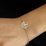 GELIN 14k Solid Gold Tree of Life Link Chain Adjustable Bracelet for Women