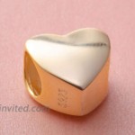 Gold Plated 925 Sterling Silver European Style Beads Glossy Shiny Heart Charm Hold Me Firmly Charm Steadfast Love Charms