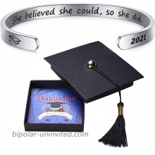 Graduation Gifts for Her 2021 She Believed She Could So She Did Inspirational Cuff Bracelet for Women Congratulations Gifts for High School College Student
