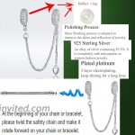 Heart Safety Chain Charm 925 Sterling Silver Beads fit Pandora Charms Bracelet & Necklace White Safety chain