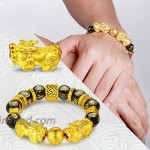 Jewdreamer 8PCS Feng Shui Good Luck Bracelets for Men Women Five-Element Obsidian Bead Lucky Charm Pi Xiu Pi Yao Bracelet Chinese Dragon Attract Good Luck and Wealth Jewelry Adjustable Elastic