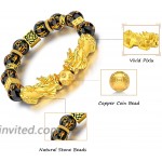 Jewdreamer 8PCS Feng Shui Good Luck Bracelets for Men Women Five-Element Obsidian Bead Lucky Charm Pi Xiu Pi Yao Bracelet Chinese Dragon Attract Good Luck and Wealth Jewelry Adjustable Elastic