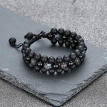 Jovivi Beads Chakra Bracelet Multi-Layer Matte Onyx Gemstone Black Obsidian Natural Yoga Beads Healing Energy Crystals Stretch Bracelets