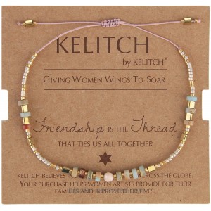 KELITCH Seed Beaded Friendship Bracelets Thin Rope Bracelets Women New Fashion Handmade Jewelry Champagne F