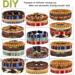LOYALLOOK 15pcs Men Women Linen Hemp Cords Wood Beads Ethnic Tribal Bracelets Leather Wristbands 15PCS