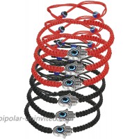 LOYALLOOK 6pcs Braided String Kabbalah Bracelets Rotating Evil Eye Hamsa Hand for Protection Bracelet Red Black String