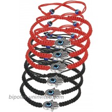 LOYALLOOK 6pcs Braided String Kabbalah Bracelets Rotating Evil Eye Hamsa Hand for Protection Bracelet Red Black String