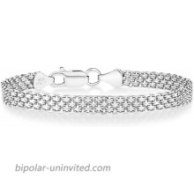 Miabella 925 Sterling Silver Italian 6mm Solid Bismark Mesh Link Chain Bracelet for Women 6.5 7 7.5 8 Inch Made in Italy 7 Inches