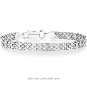 Miabella 925 Sterling Silver Italian 6mm Solid Bismark Mesh Link Chain Bracelet for Women 6.5 7 7.5 8 Inch Made in Italy 7 Inches