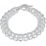 NABTYJC Sterling Silver 2 Layers Twisted Link Chain Bracelet with Diamond Cut and Hight Polish Loops Toggle Button 821cm