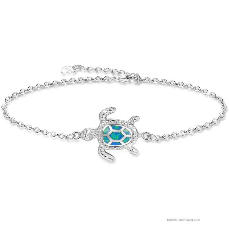 OneSight Blue Opal Sea Turtle Bracelet Sterling Silver Bracelets Jewelry for Women Gifts