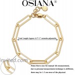 OSIANA Dainty Oval Paper Clip Chain Bracelet for Women 18K Gold Plated Simple Chunky Radial Chain Rolo Paperclip Link Classic Handmade Bracelets Tiny Cute Minimalist Personalized Jewelry for Her