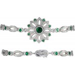 Platinum Plated Bracelet ZC Emeralds and Cubic-Zirconia Carrington Collection Girls Woman Ladies Bracelet Lovers Anniversary Promise Mothers Day Birthday Present Length 21 cm 251 stones 8.98 Ct