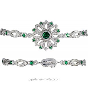 Platinum Plated Bracelet ZC Emeralds and Cubic-Zirconia Carrington Collection Girls Woman Ladies Bracelet Lovers Anniversary Promise Mothers Day Birthday Present Length 21 cm 251 stones 8.98 Ct
