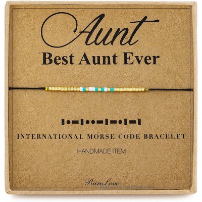 RareLove Best Aunt Ever Gifts Aunt Morse Code Beaded Bracelet Secret Message Jewelry Gift for Her Waterproof Birthday for Aunts from Niece Nephew