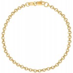 Ritastephens 14K Solid Yellow Gold Rolo Link Chain Bracelet 7 Inches 2.3 Mm