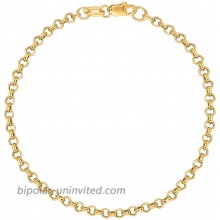 Ritastephens 14K Solid Yellow Gold Rolo Link Chain Bracelet 7 Inches 2.3 Mm