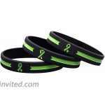 Sainstone Green Awareness Ribbon Silicone Bracelets Mental Health Awareness Bracelet Green Ribbon Wristbands Unisex for Men Women 3-pack