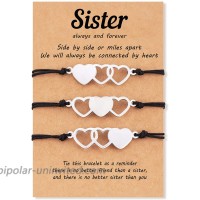 Tarsus 3 Sisters Bracelet Distance Matching Heart Bracelets Sister Gifts for Girls Women Daughters Best Friend