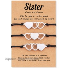 Tarsus 3 Sisters Bracelet Distance Matching Heart Bracelets Sister Gifts for Girls Women Daughters Best Friend