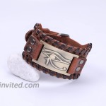 TEAMER Vintage Amulet Eye of Horus Leather Bracelet Cuff Bangle Egyptian Talisman Pagan Jewelry Antique Bronze Brown