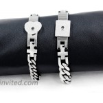 Titanium Steel Cuban Chain Bracelets for Couples His and Hers Square Heart Lock Bangles Set Matching Jewelry Set Y853