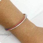USA American Flag Bracelet for Women Mens Rhinestone Vote Charm Red Bangles Decorations Gifts Bracelet Clear Crystal Cuff Bracelet Bangle Lightweight Silver Plated Red Blue White Bracelet for Women Patriotic 4th of July Independence Day Gift USA bracelet