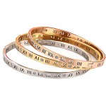 Winnie women's stainless steel rhinestone Roman numerals bracelet rose gold gold silver width 4.55mm. diameter 60mm 3 color set