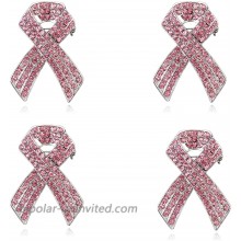 20 Pcs Pink Ribbon Pins Set Official Breast Cancer Awareness Lapel Pins Crystal Pins Hope Ribbon Lapel Rhinestone Pins Brooches for Women-4Pcs