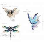 3 Pieces Brooch Pins Set with Dragonfly Butterfly Dove for Women Girls Gift Party Elegant Enamel Insect Animal Brooch Pins Fashion Jewelry Pearl Vintage Lapel Pin Accessories