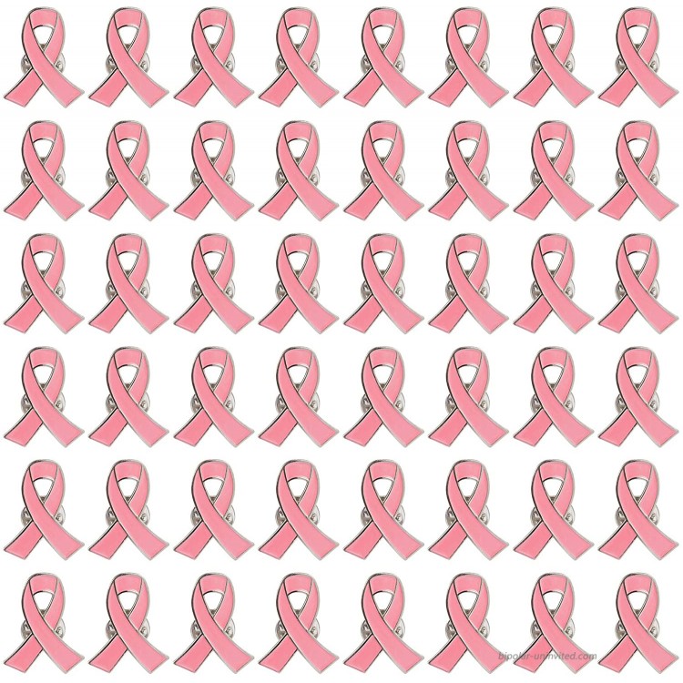 48 Pcs Breast Cancer Awareness Pins- 1 × 0.8 Inch Small Pink Ribbon Lapel Pins Metal Brooch Hope Ribbon Pins for Breast Cancer Survivor Charity Event Fundraising Gathering Women Girls Clothes Decor