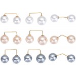 9 PCS Pearl Brooch Pins Anti-Exposure Tops Neckline Safety Pins for Women Girl Collar Sweater Shirt Shawl Clips Fashion Jewelry Accessories
