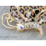 Alilang Golden Tone Butterfly Insect with Enamel Wild 80s Cheetah Cat Pattern Wing Animal Brooch Pin Brooches And Pins