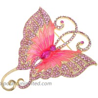 ALILANG Golden Tone Pink Rhinestones Big Butterfly Asymmetrical Tail Wings Brooch Pin Brooches And Pins