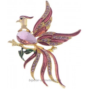 Alilang Golden Tone Shine Pink Crystal Rhinestones Enamel Phoenix Bird Brooch Pin Brooches And Pins
