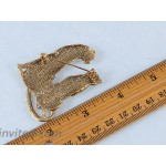 Alilang Golden Tone Tuquoise Blue Eyed Spotted Leopard Family Twin Lover Brooch Pin Brooches And Pins