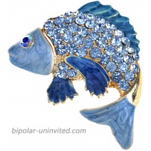 Alilang Koi Gold Fish Carp Golden Tone Enamel Aqua Blue Crystal Rhinestone Ocean Animal Pin Brooch Brooches And Pins