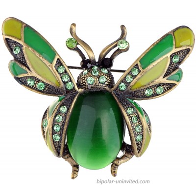Alilang Peridot Green Crystal Rhinestone Ladybug Fly Insect Fashion Jewelry Brooch Pin Brooches And Pins