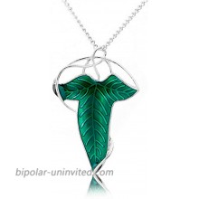 BarhunkftTM New Vintage Lord of The Rings Green Leaf Elven Pin Brooch Pendant Chain Necklace 2021
