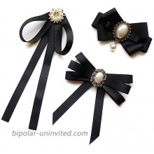 Black Bow Brooches Pin For Woman Girls Pre-Tied Collar Neck Clips Bow Tie JW59 Set-B