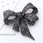 Black Color Rhinestone Bow Brooches for Women Large Bowknot Brooch Pin Vintage Jewelry Winter Accessories