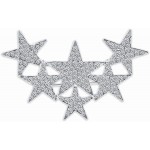 Bling Jewelry Large Big Statement Fashion Celestial Patriotic USA American Rock Star Sparkly Six Crystal Stars Scarf Brooch Pin for Women Teens Silver
