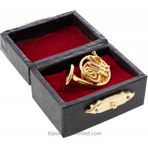 BROADWAY GIFTS Women's Miniature Musical Instrument Lapel Pins - Velvet Lined Case - French Horn
