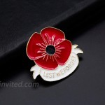 CAROMAY 2PC Red Poppy Brooch Pin Remembrance Memorial Veterans Day Enamel Broach Lest We Forget Purple Flower Lapel Pin Set